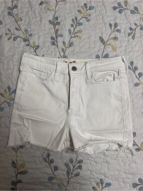 Hollister White Frayed Hem Denim Shorts